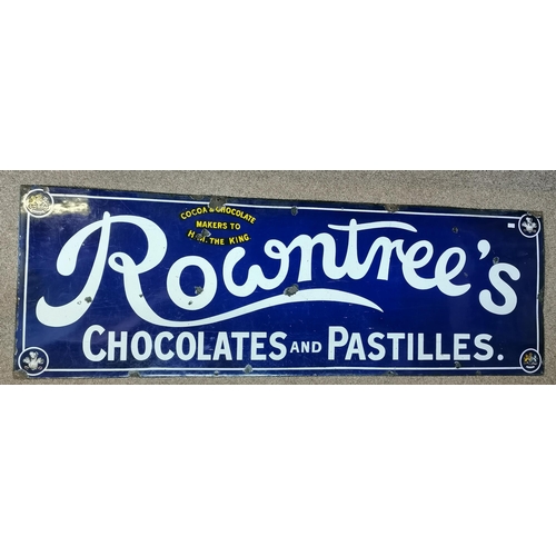 12 - Large vintage Enamel Sign - advertising Rowntree's Chocolates and Pastilles in vivid blue and white ... 