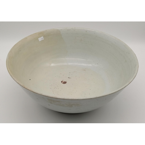 69 - A large 18th Century Chinese porcelain punch bowl, white, with wax seal. Approx. 39.5cm diameter