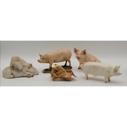 97 - A collection of assorted pig models, Beswick, Aynsley, Border Fine Arts, Goebel and others, includin... 