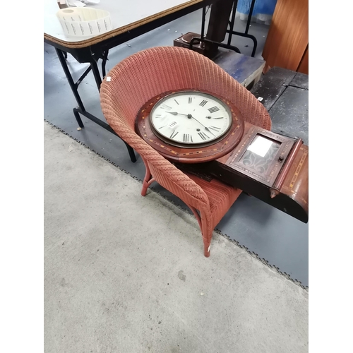 1159 - Lloyd Loom bucket chair plus American Wall Clock