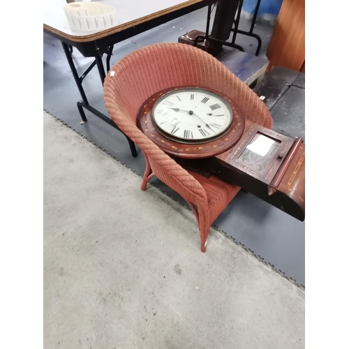 1159 - Lloyd Loom bucket chair plus American Wall Clock