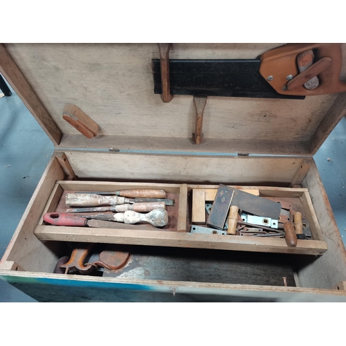 1160 - 2 wooden tool boxes including tools