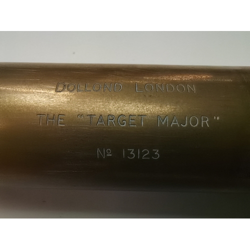 54 - Antique Telescope 19th Century maritime leather cased single draw brass telescope  with flag code in... 