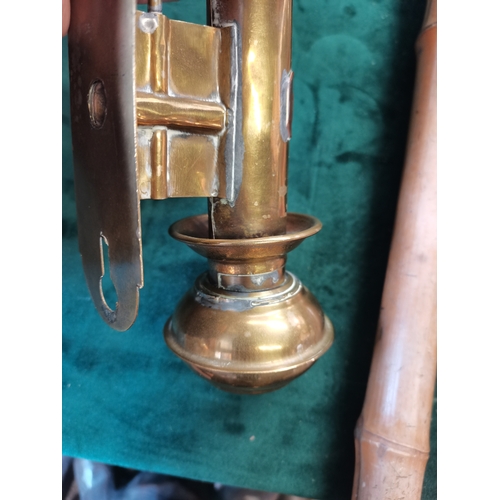 34 - A pair of Victorian brass railway carriage lamps, wall-mounted, with GWR copper name plaques. (2) 35... 