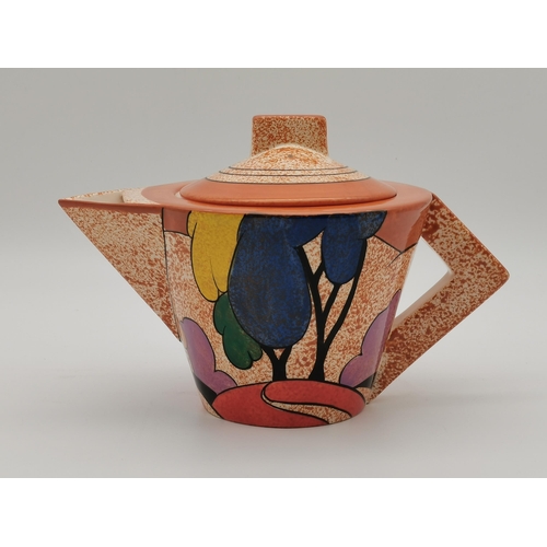 102 - An Art Deco style Clarice Cliff Fantasque Bizarre reproduction teapot by the Metropolitan Museum of ... 