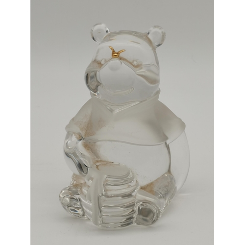 103 - Two Lenox lead crystal glass Disney figures, Winnie the Pooh and Eeyore, each with frosted and gilde... 