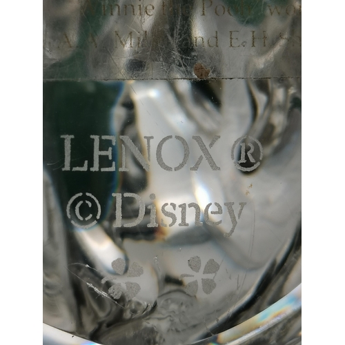 103 - Two Lenox lead crystal glass Disney figures, Winnie the Pooh and Eeyore, each with frosted and gilde... 