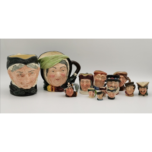 111 - A collection of twelve Royal Doulton character jugs, various sizes, including Granny (D5521) and Sai... 