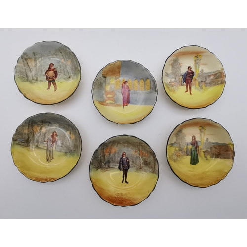 117 - A collection of Royal Doulton seriesware comprising six Shakespeare character dishes (Romeo, Juliet,... 