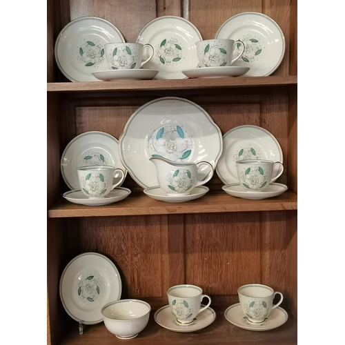 134 - Susie Cooper China Tea Set 'Gardenia' comprising of Sandwich plate, Milk Jug and saucer, Sugar Bowl,... 