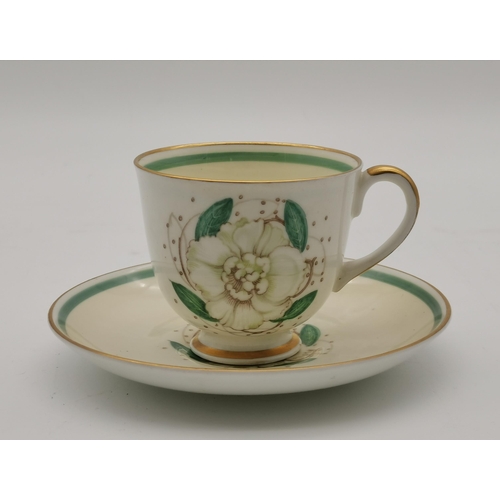 134 - Susie Cooper China Tea Set 'Gardenia' comprising of Sandwich plate, Milk Jug and saucer, Sugar Bowl,... 