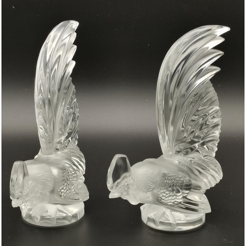 145 - René Lalique (1860-1945), a pair of 'Coq Nain' car mascots, designed 1928, in the form of crouching ... 