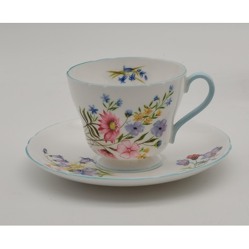 149 - Shelley 'Wild Flowers' Tea set - Sandwich plate, Milk Jug, 5 cups, 6 side plates and 6 saucers (1 cu... 