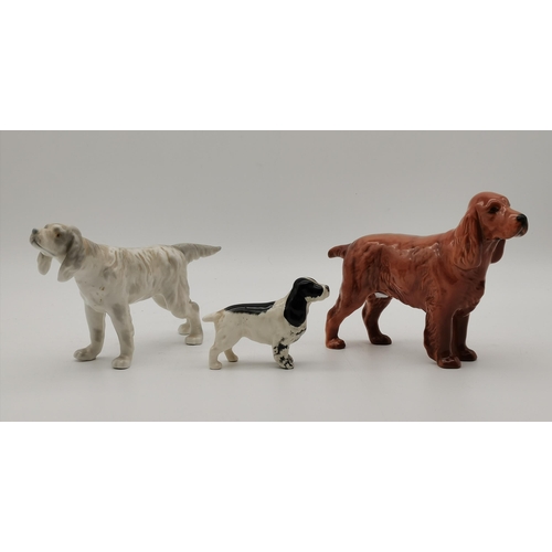 153 - Beswick spaniel 'Champion Horseshoe Primula', Small Beswick black and white Spaniel plus Rex Valenci... 