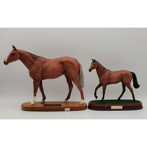 158 - A Beswick Connoisseur racehorse model, 'Grundy', on an oval wooden base with name plaque; together w... 