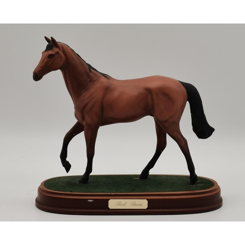 158 - A Beswick Connoisseur racehorse model, 'Grundy', on an oval wooden base with name plaque; together w... 