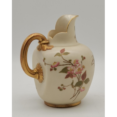 162 - Large Royal Worcester Flat Backed Blush Ivory Jug RN 294 1094 H19cm purple stamped to base