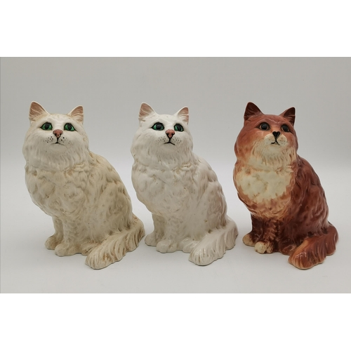 170 - x6 Beswick Cats including Siamese kitten 887, 2 cream kittens, 2 large white Persian cats 1867, Larg... 