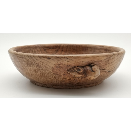 196 - Robert Thompson, a Mouseman oak fruit bowl, lightly adzed all over, with carved mouse signature to o... 