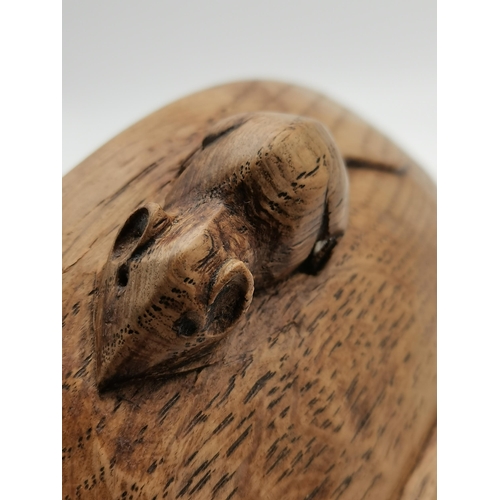 196 - Robert Thompson, a Mouseman oak fruit bowl, lightly adzed all over, with carved mouse signature to o... 