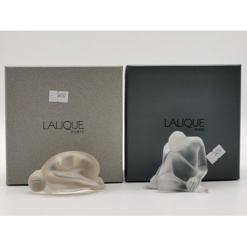 231 - Lalique sitting naked lady marked to base Lalique France with box plus Lalique Crystal Statuette fig... 