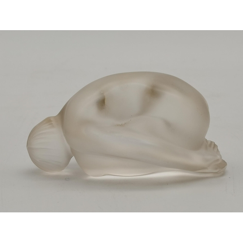 231 - Lalique sitting naked lady marked to base Lalique France with box plus Lalique Crystal Statuette fig... 