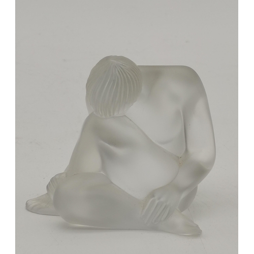 231 - Lalique sitting naked lady marked to base Lalique France with box plus Lalique Crystal Statuette fig... 