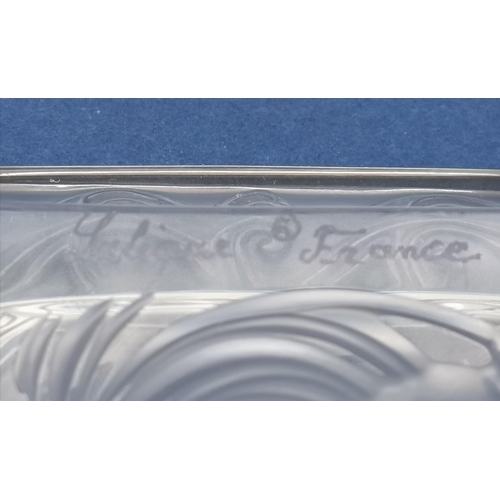 240 - Lalique Aida Cendrier Ashtray Nude playing Trumpet D8cm with box and etched signature Lalique France... 