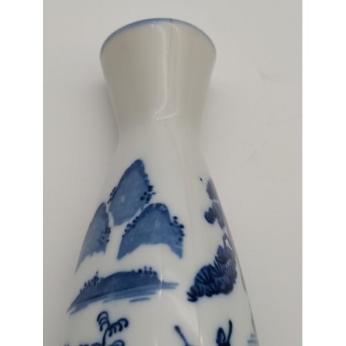 241 - A Pair of Japanese Satsuma Vases H25cm plus Blue and white vase H14cm