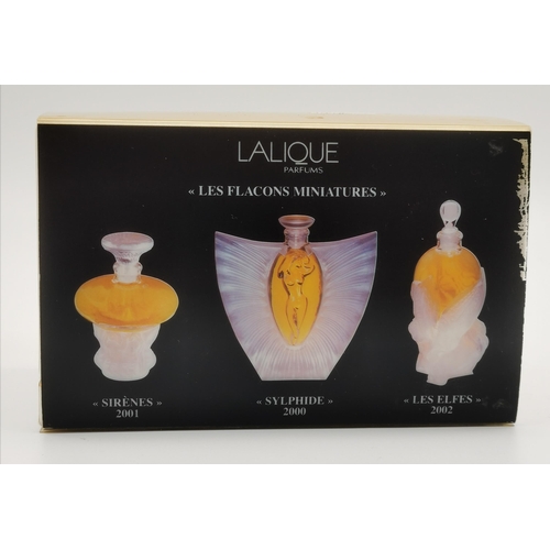 244 - A Set of Miniature Lalique Perfumes Sirenes, Sylphide and Les Elfes in original box