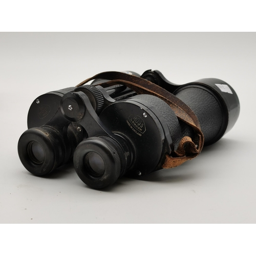 253 - A pair of binoculars by Ross London, 12x50 STEPSUN no.146127, with leather strap. 19.8cm high plus t... 