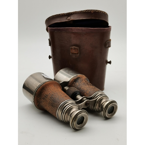 253 - A pair of binoculars by Ross London, 12x50 STEPSUN no.146127, with leather strap. 19.8cm high plus t... 