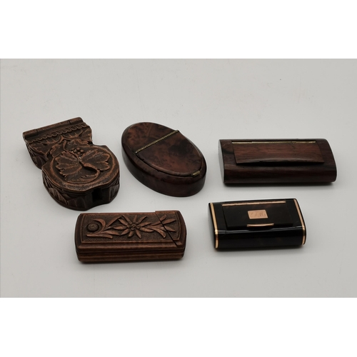 257 - Miscellaneous collection of boxes including snuff boxes, tobacco boxes and a 19th C Pocket watch box