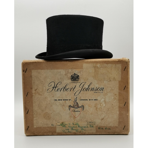 26 - A lady's fur felt equestrian top hat by Herbert Johnson, hatters to Her Majesty the Queen, in origin... 