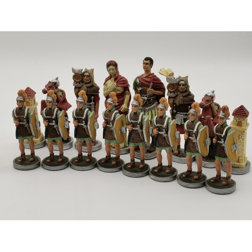 262 - The Romans Vs The Egyptians hand painted chess set by Italfama