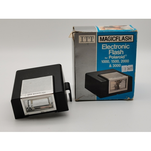 266 - A Polaroid Land Camera 1000, with ITT Magicflash Electronic Flash; together with a Haking's Halina-V... 