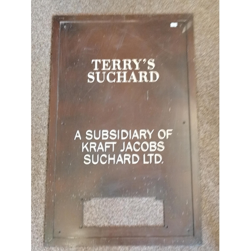 28 - York industry interest: A Terry's Suchard company bronzed brass wall sign/letter box, c.1990s, recta... 