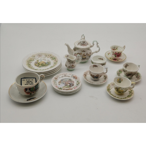 290 - A collection of miniature ceramics, including Wedgwood, Royal Albert and Royal Doulton tea wares, Ro... 