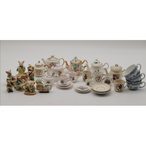 290 - A collection of miniature ceramics, including Wedgwood, Royal Albert and Royal Doulton tea wares, Ro... 