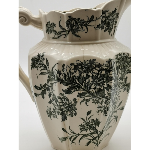 322 - A pair of Grange K & Co ceramic wash jugs decorated with green foliage to a cream ground, together w... 