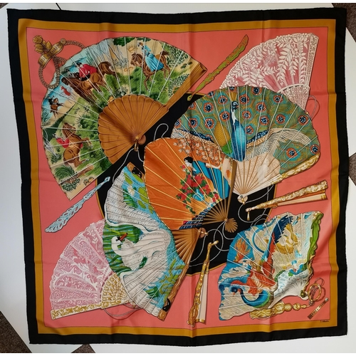 347 - A vintage Hermès silk scarf, Brise de Charme, c.1990, pink, designed by Julia Abadie, with hand-roll... 