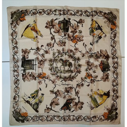 348 - A rare vintage Hermès silk scarf, Vendanges II Hennessy, 1965, designed by Caty Latham, limited issu... 