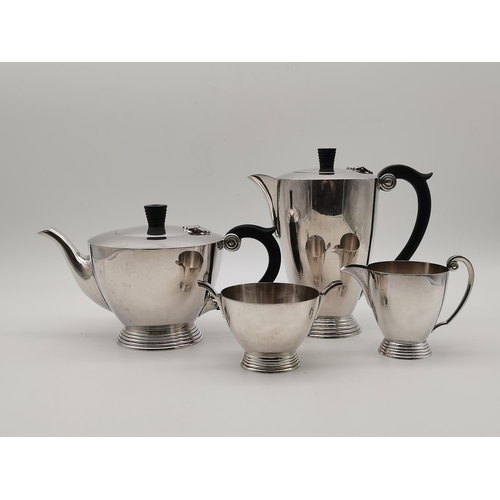 352 - A silver-plated four-piece Art Deco style tea service by James Dixon & Sons, Sheffield, early 20th C... 