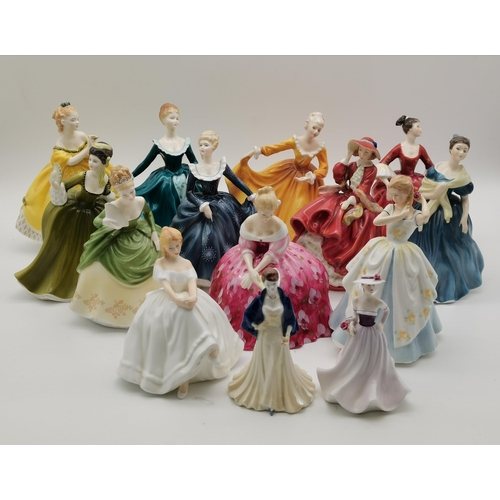 46 - A collection of Royal Doulton lady figures, comprising Adrienne (H2304), Laura (HN2960), Soirée (HN2... 