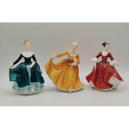 46 - A collection of Royal Doulton lady figures, comprising Adrienne (H2304), Laura (HN2960), Soirée (HN2... 