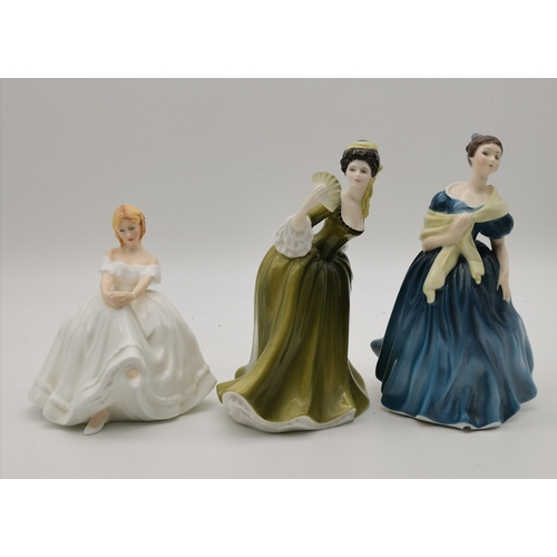 46 - A collection of Royal Doulton lady figures, comprising Adrienne (H2304), Laura (HN2960), Soirée (HN2... 