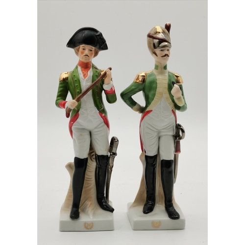 47 - A group of porcelain military figures, modelled as Napoleonic and British late 18th/early 19th Centu... 