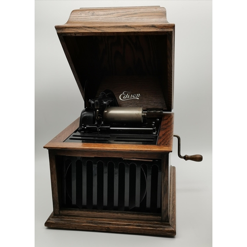 59 - An Edison 'Amberola' Phonograph, serial no. 30 SM 176849; together with two boxes of phonograph cyli... 