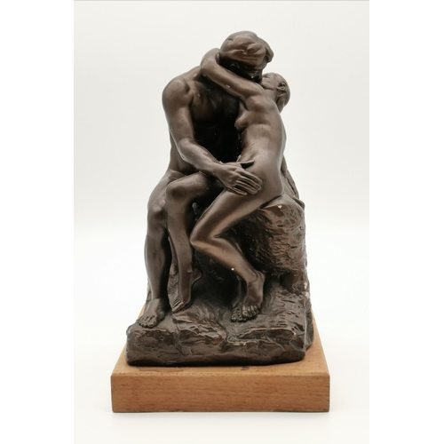 61 - After Auguste Rodin, 'The Kiss', a bronzed plaster sculpture of two nude figures, by Austin Sculptur... 