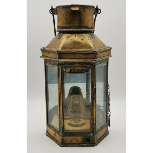 64 - A brass ship's wardroom lantern by Eli Griffiths & Sons, Birmingham, early 20th Century, stamped man... 